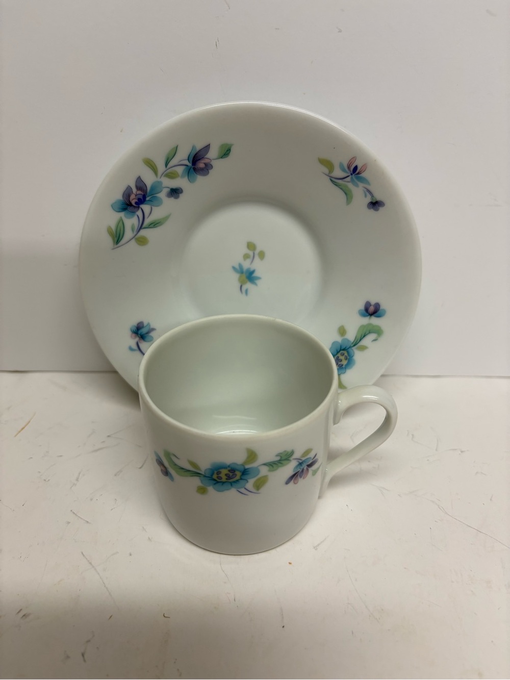 Limoges France Floral Porcelain Cappuccino Demitasse Cup Saucer Set